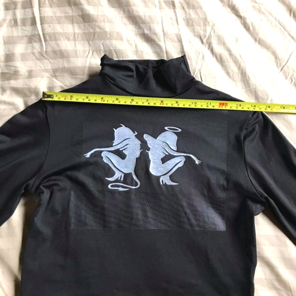 Black Crop Top Turtleneck witb white stripe M - Picture 4 of 11